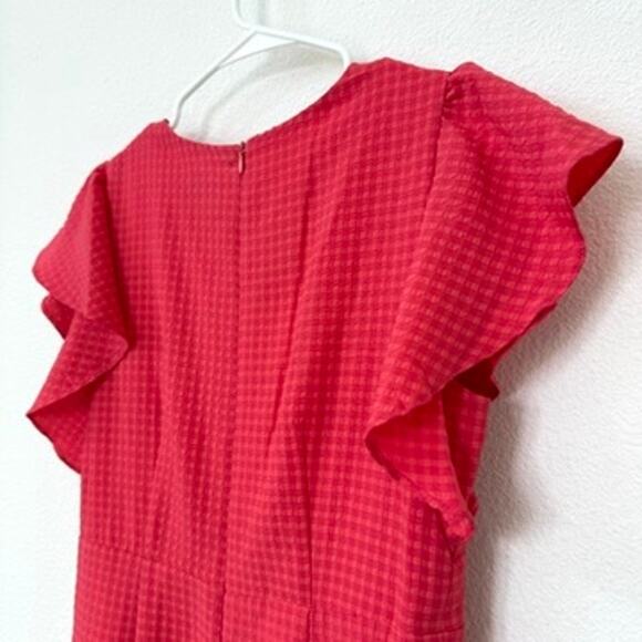 Maison Tara Red Ruffle Sleeve Maxi Dress Size 6 Cutout Feminine Date Night Chic - Picture 6 of 6